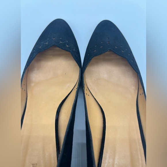 SÉZANE Escarpins Low Josephine Black Suede Eyelet Cutout Kitten Heels sz 42 - Picture 10 of 15